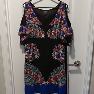 Nicole Miller Black Dress with Multicolor Pattern